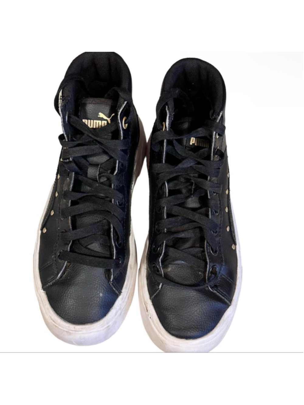 Puma Kids Kaia Stud Mid Platform Sneaker Black/Black Size 4 - Picture 7 of 8